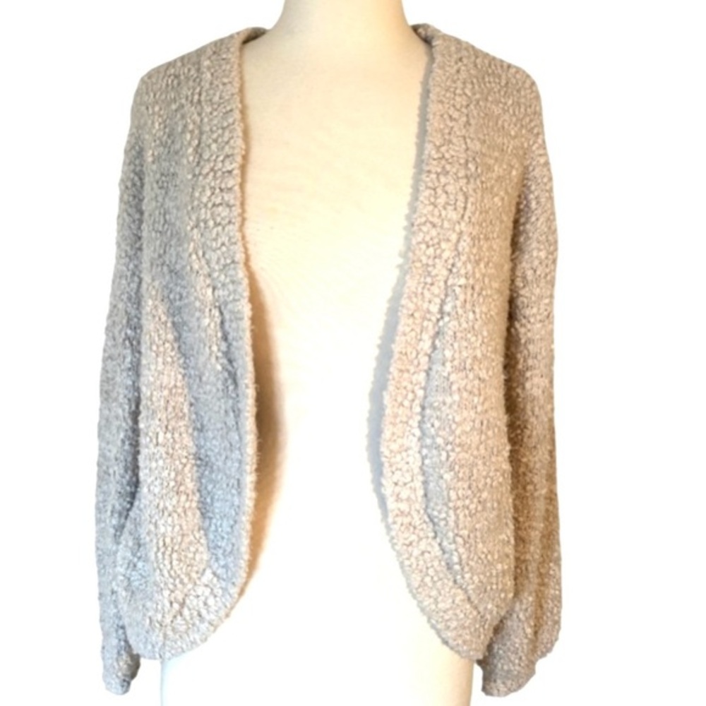 Rachel Zoe size XS tan cream boucle’ teddy plush open front long sleeve cardigan